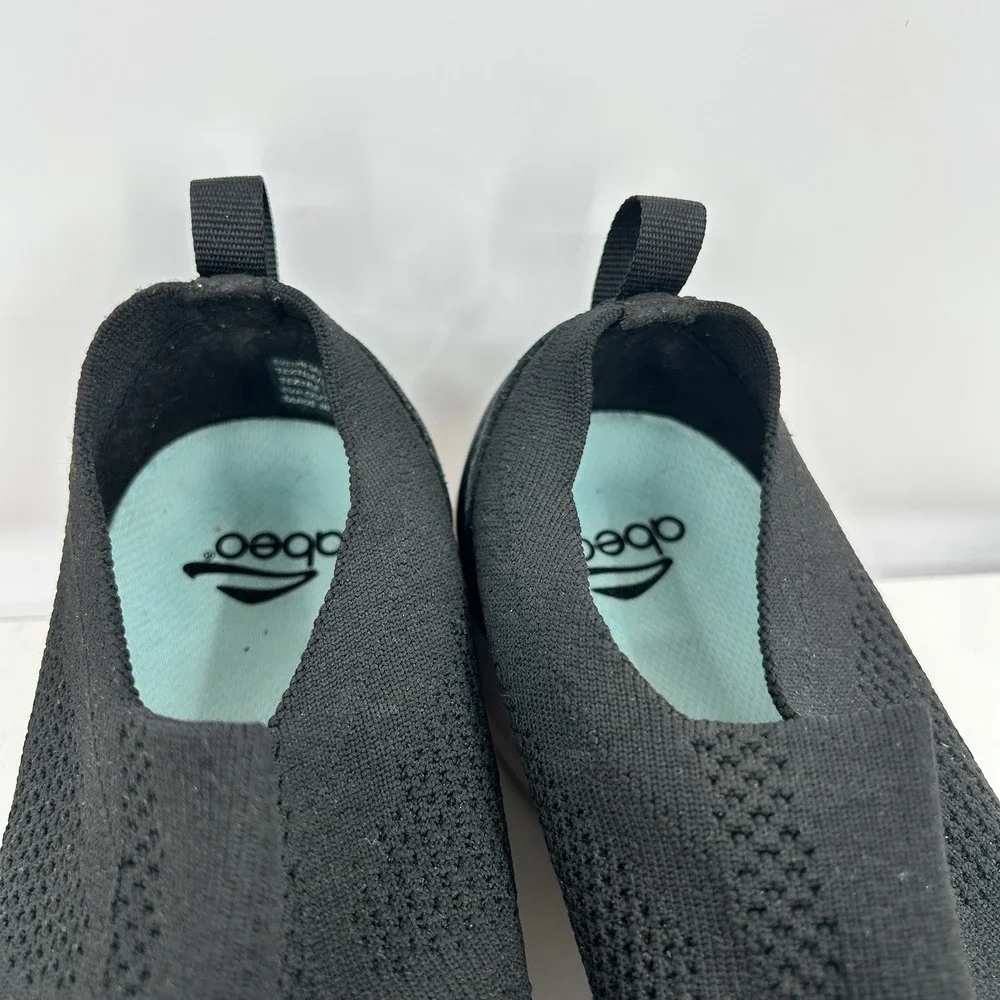 Abeo Evelyn Womens Stretch Knit Slip On Shoes Size 8.5 Black Comfort Casual‎